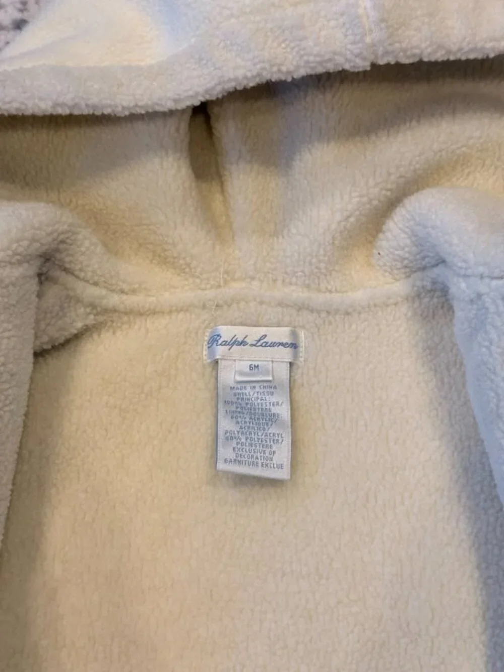 Ralph Lauren Infant size 6 months cream Thick Warm Sherpa Bunting coat MSRP $125